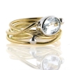 Billede af Ring unika med guldtråde, fac. oval akva. + 2 hvg. kg. 14 kt. (Trådring)