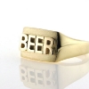 Billede af Herrering med bogstaver, massiv lukket bund, plade 11,5*16,5 mm., 14 kt.