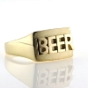 Billede af Herrering med bogstaver, massiv lukket bund, plade 11,5*16,5 mm., 14 kt.
