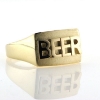 Billede af Herrering med bogstaver, massiv lukket bund, plade 11,5*16,5 mm., 14 kt.