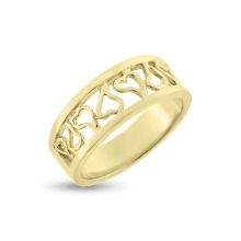 Billede af Ring med hjerter, fattet med 5 brill. a 0,02 w/vs. i rørfatninger 14 kt. facon 8,4 gr.