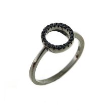 Billede af By Pind ring sølv rhodineret sort med sorte zirkoniasten (str 58)
