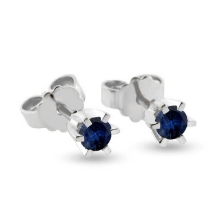 Billede af Ørestik safir, 6 grab. fatning, 2*2,5 mm (ca a 0,06 ct) 14 kt hvg