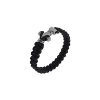 Billede af Zeezen armbånd knyttet sort læder m. titanium thorshammerlås 20-21 cm