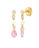 Billede af Hultquist Pink Pearl Raindrop Øreringe sølv forgyldt med pink zirkoniasten og ferskvandsperle
