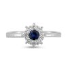 Billede af Rosetring blå safir 4,0mm + 8*0,04 w/vs 14 kt. hvg.