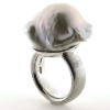 Billede af Ring med stor barok fv. perle, 925s 