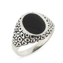 Billede af By Pind herrering m åben bund sølv m. sort  onyx str 62