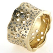 Billede af Ring med udsavninger og blomster (uden stene) 14 kt.