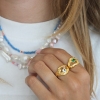 Billede af *STINE A ring My Love Rock m. grøn sten sølv forgyldt (str 48-60)