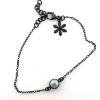 Billede af Susanne Friis Bjørner armbånd sølv sort rh. ferskvandsperle 18+3cm
