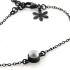 Billede af Susanne Friis Bjørner armbånd sølv sort rh. ferskvandsperle 18+3cm