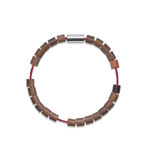 Billede af Mads Z Black Sun "Byron Bay" armbånd sølv lås, rød nylon str. 16,5 cm