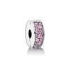 Billede af Pandora sølv klemmeled m. pink cz + silikone