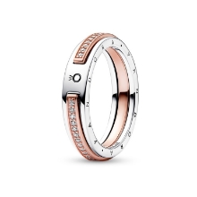 Billede af Pandora Signature ring to-tonet rosaforgyldt sølv m. cz (str. 54)
