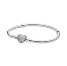 Billede af Pandora Sølv armbånd m hjerteformet lås + cz 17 cm
