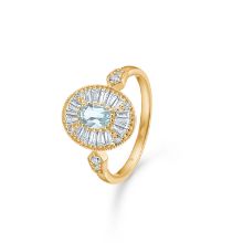 Billede af Mads Z "Monaco" ring 14 kt. guld m. aquamarin og brillanter (str. 56)
