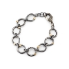 Billede af By Birdie Orion armbånd sort rhodineret sølv m. 14 kt hamret plader 18,5-19,5 cm
