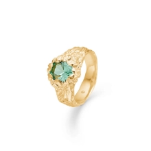 Billede af Studio Z "Forest" ring forgyldt sølv m. grøn cz (str. 50)