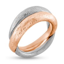 Billede af Ring dobbelt ½ rødt guld + ½ hvg. 14 kt. Billede af Ring dobbelt ½ rødt guld + ½ hvg. 14 kt.