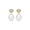 Billede af Mads Z "Pearl Delight" øreringe 14 kt. guld m. kulturperle + aquamarin