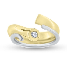 Billede af Ring forskudt, brill 0,15 w/vs 14 kt med 14 kt hvg
