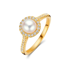 Billede af Spirit Icons Malibu Pearl ring forgyldt sølv m. fvp + cz (str. 64)
