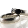 Billede af 1 par vielsesringe, Damering med safirer og oval diamant 14 kt. hvg.