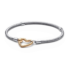 Billede af Pandora Moments armbånd slangekæde m. hjertelås fg (18cm)