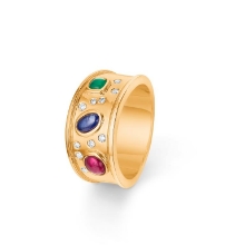 Billede af Mads Z 14 kt. ring "King" m. safir, rubin, smaragd + 0,129ct str. 56