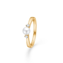 Billede af Mads Z "Crown Trinity w. Pearl" ring 14 kt. guld m. kulturperle + 0,08 ct. diamanter (str. 60)