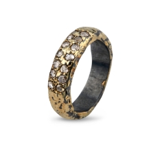 Billede af By Birdie Heritage Golden Pavé ring sort rhodineret sølv og 18kt guld og ialt 0,58 ct diamant str. 57