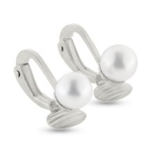 Billede af Øreclips fv. kulturperle 2* 4,0-4,5 mm. 925s. (tynd model)