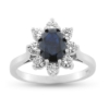 Billede af Rosetring med facet mørk blå safir 8,1*6,2 mm. & 8 * brill. a 0,07 w/vs 14 kt. hvg.