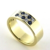 Billede af Ring 14 kt. med 5 brill. a 0,06 tw-vvs + 5 safier a 0,06 ct.
