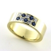 Billede af Ring 14 kt. med 5 brill. a 0,06 tw-vvs + 5 safier a 0,06 ct.