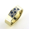 Billede af Ring 14 kt. med 5 brill. a 0,06 tw-vvs + 5 safier a 0,06 ct.