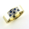 Billede af Ring 14 kt. med 5 brill. a 0,06 tw-vvs + 5 safier a 0,06 ct.