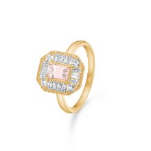 Billede af Mads Z "Monaco" ring 14 kt. guld m. pink morganit og brillanter (str. 60)
