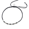 Billede af By Pind Colorful knyttet armbånd sølv sort med bjergkrystal, pyrit og spinel