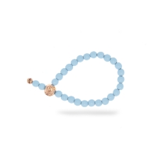Billede af &Imagine armbånd Blue Sky m. 6mm emaljebeads rosaforgyldt lås 21 cm