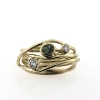 Billede af Ring unika med guldtråde, oval safir + 2 brill. 14 kt. (Trådring)