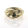 Billede af Ring unika med guldtråde, oval safir + 2 brill. 14 kt. (Trådring)