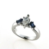 Billede af Ring med diamant marquise cut 0,47 ct. w/vs1 + 2 safirer trillion cut a 0,28 ct. 14 kt. hvg.