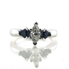 Billede af Ring med diamant marquise cut 0,47 ct. w/vs1 + 2 safirer trillion cut a 0,28 ct. 14 kt. hvg.