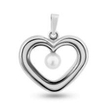 Billede af Vedhæng af ringe m. øsken + patz, sv. perle 5½-6 mm. 14 kt. hvg.