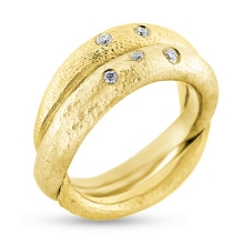 Billede af Ring dobbelt, begge i gult guld, 3* 0,02 + 2* 0,03 w/vs. 14 kt. Billede af Ring dobbelt, begge i gult guld, 3* 0,02 + 2* 0,03 w/vs. 14 kt.