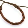 Billede af Armbånd flettet læder brun