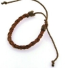 Billede af Armbånd flettet læder brun