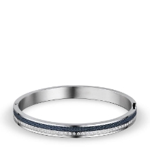 Billede af Bering armring Arctic Symphony poleret stål m. blå indering og synt. sten 190mm